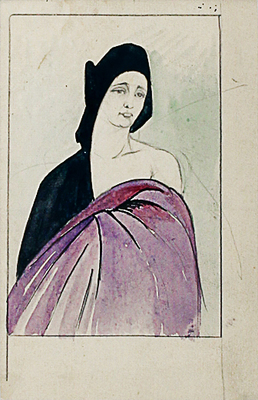 Чехонин Сергей Васильевич. Женский портрет в стиле «модерн» (на оборотной стороне «Ангел»)